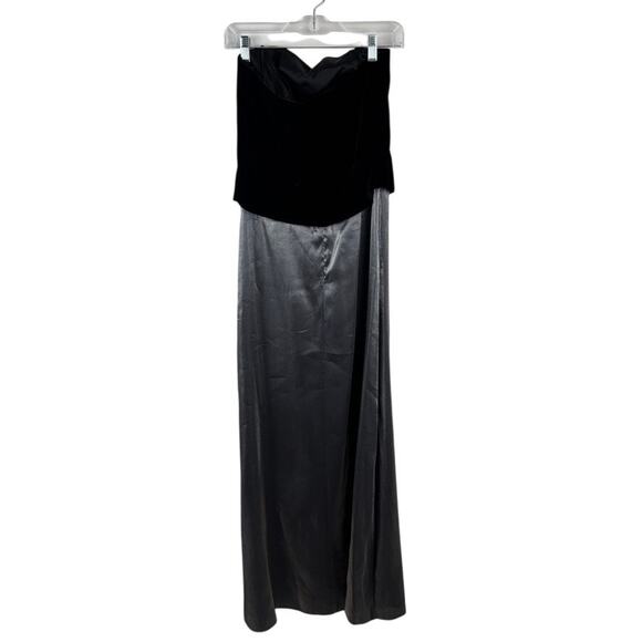 Vintage Dave & Johnny Black Velvet Strapless Cocktail Prom Dress Y2K Sz 6 - Picture 3 of 9
